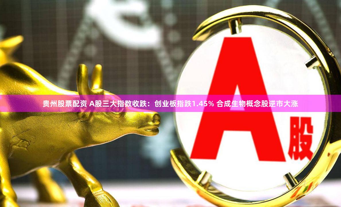 贵州股票配资 A股三大指数收跌：创业板指跌1.45% 合成生物概念股逆市大涨